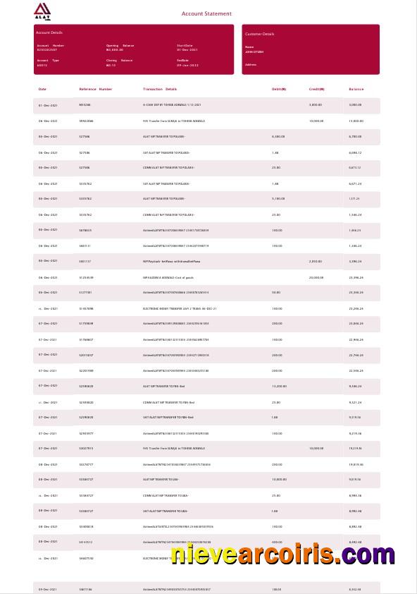Nigeria ALAT bank statement Word and PDF, 4 pages